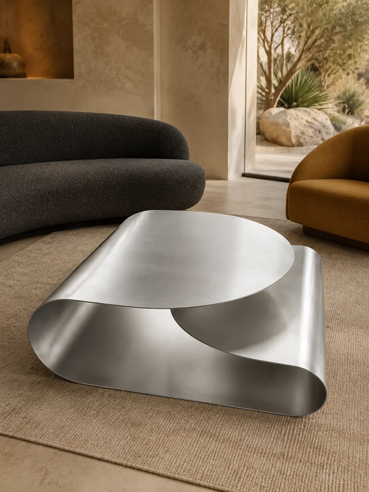 Infinity Fold Brushed Stainless Steel Coffee Table