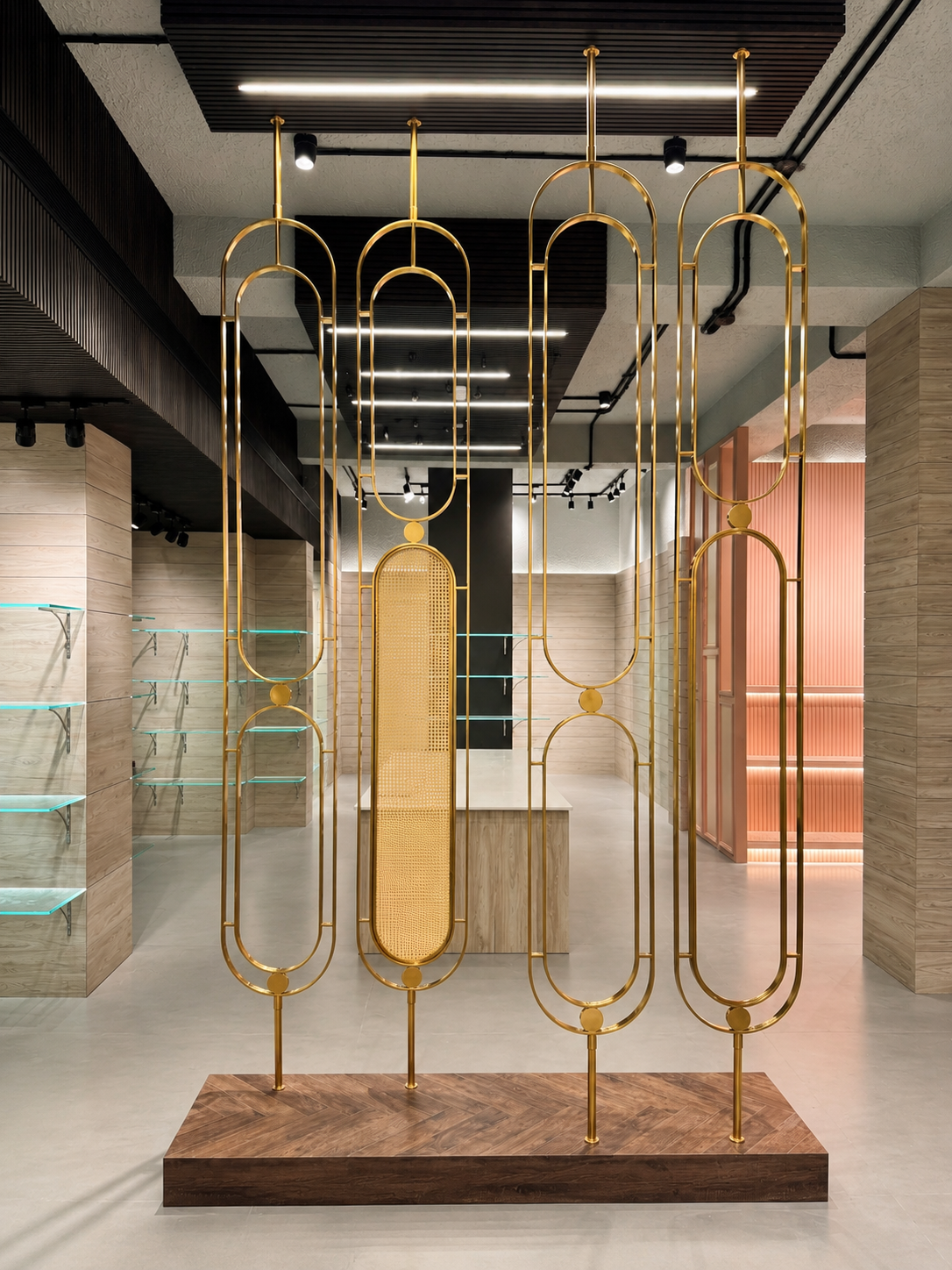 Aurea Arc Gold PVD Cane Metal Partition