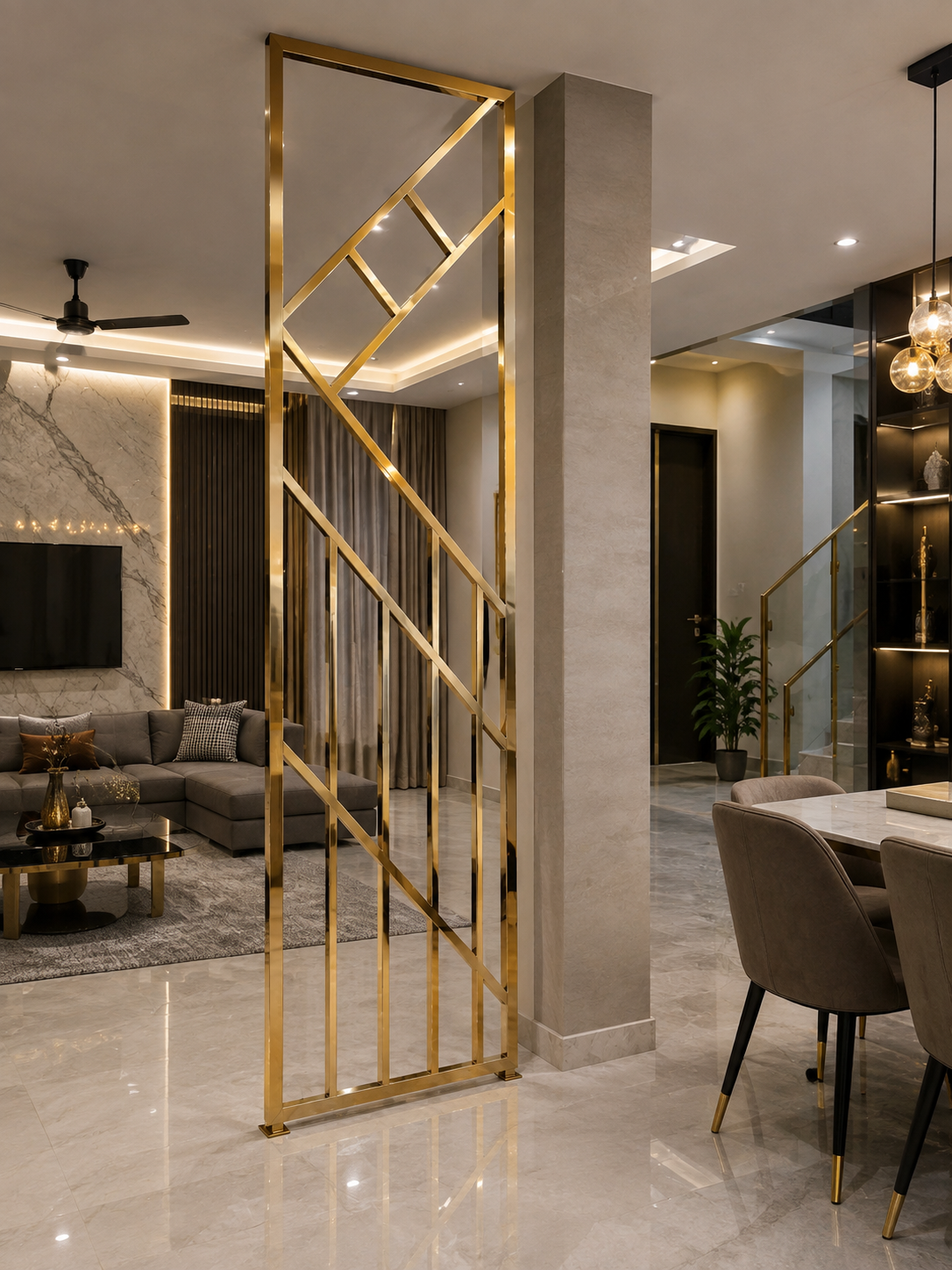 Aureus Gold PVD Geometric Metal Partition