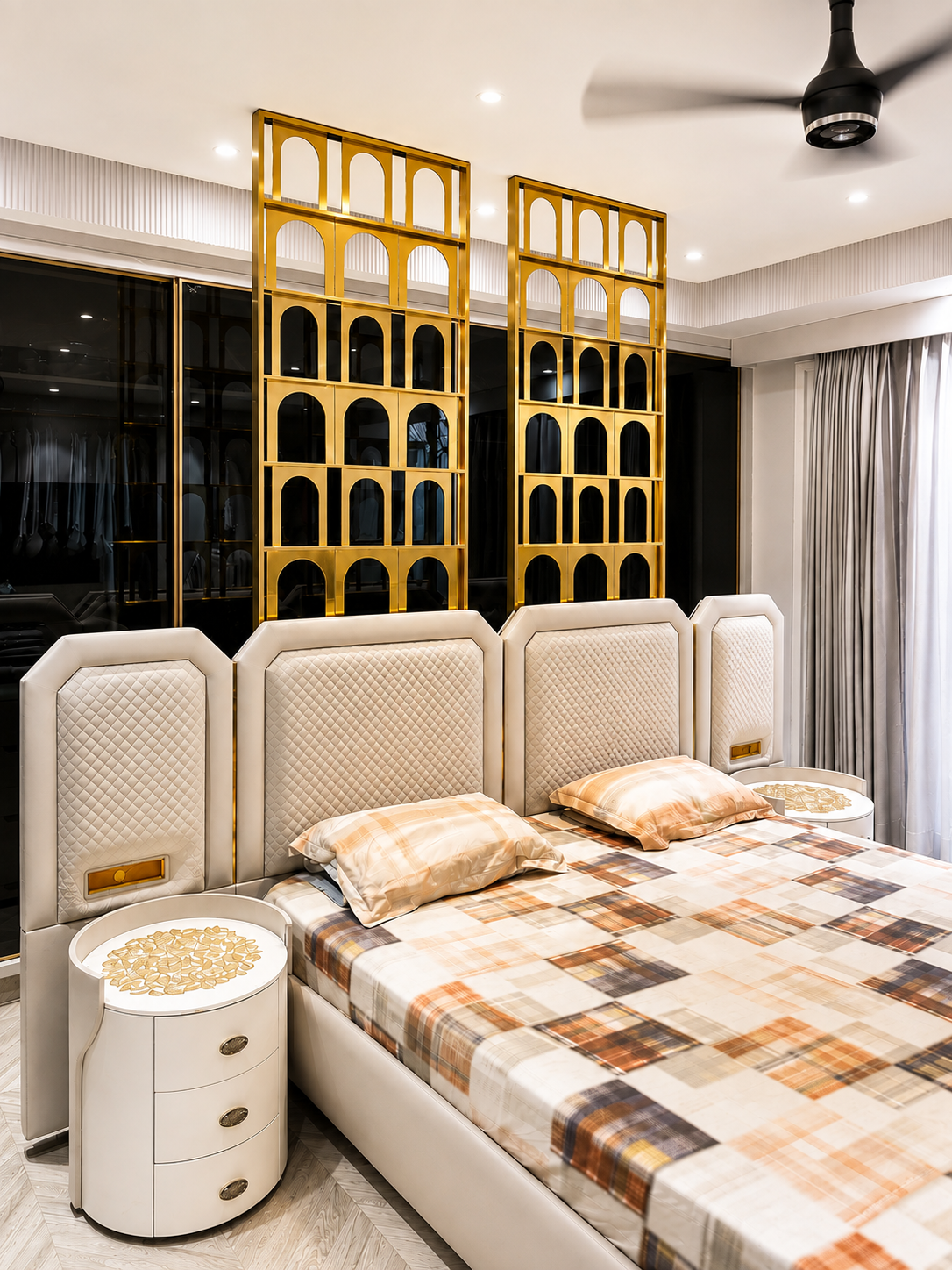 Arcade Grid Gold PVD Decorative Partition