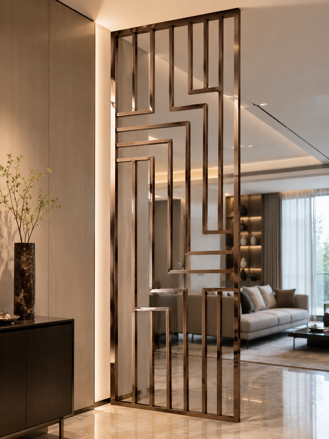 Bronze Path Geometric Metal Partition