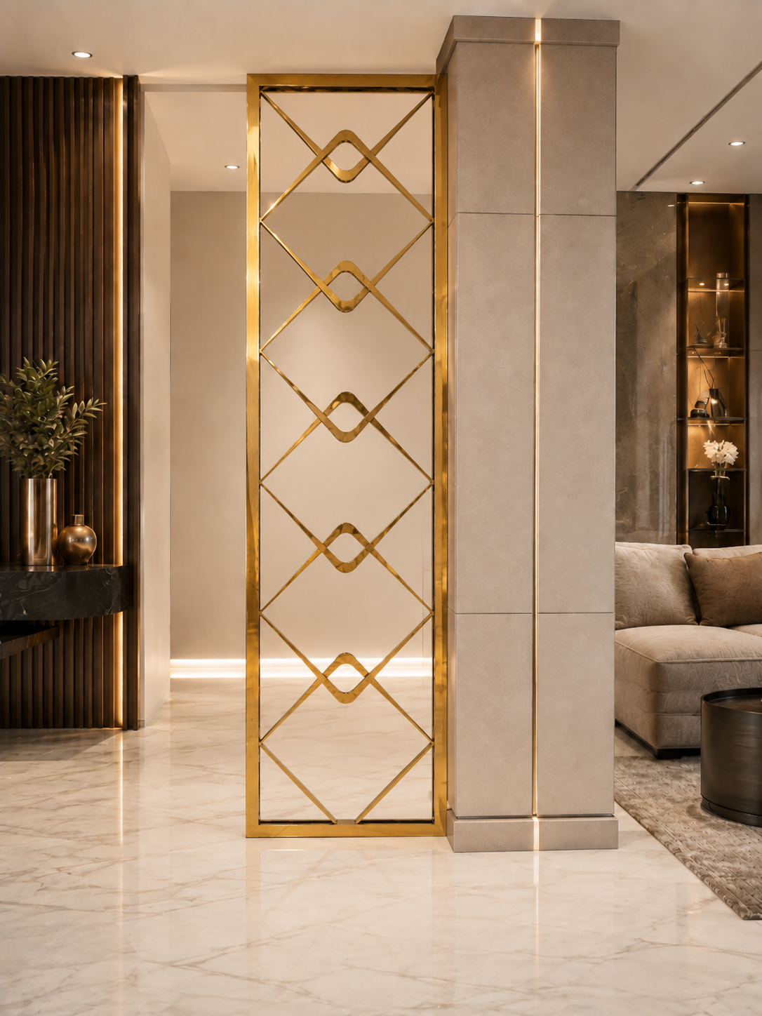 Zeus Gold PVD Geometric Metal Partition