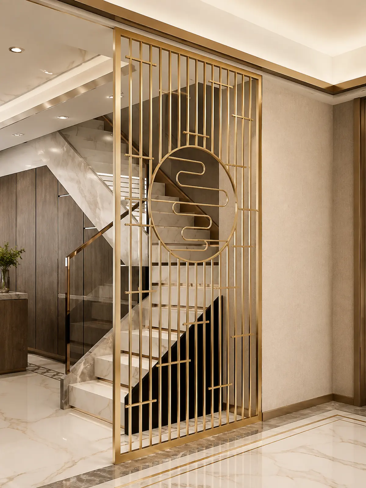 Orbit Line Gold PVD Circular Room Divider